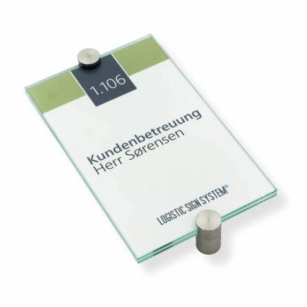 Türschild VITRUM K , Glasschild, Büroschild, Doppelglasschild